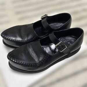 Comme des Garçons Black Leather Mary Jane Strap Shoes